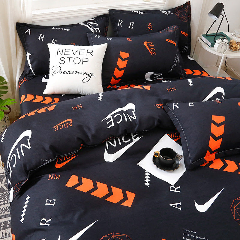 Washed Cotton Four-piece Duvet Cover Sheet Bedding Pi-Mart