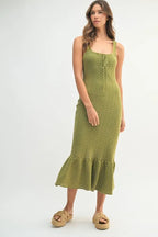 Ruffled Hem Sleeveless Crochet Knit Midi Dress For Women – Crochet Knit Dress, Unique Ruffled Hem Dress, Sleeveless Midi Dress, Summer Midi Dress, Elegant Crochet Dress