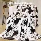 1pc Soft and Warm Cow Print Blanket - Lightweight Plush Flannel Fleece Throw for Sofa, Couch, Bed - Home Decorative Gift for All Seasons