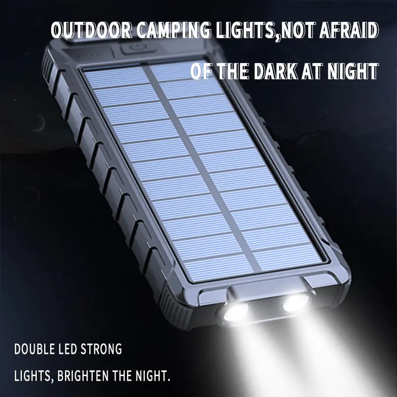Solar Fast Charging Power Bank Portable 20000mAh Charger Waterproof Pi-Mart