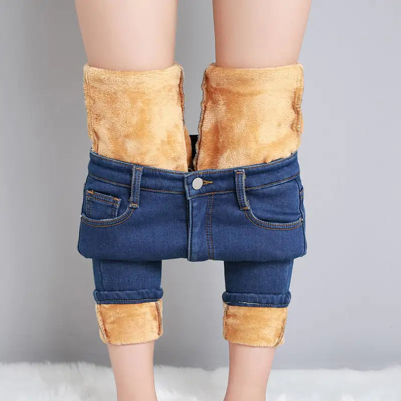 Velvet Thickening Denim Pants Pi-Mart