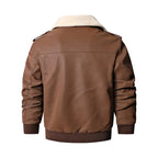 Men's Vintage Brown Bomber Leather Jacket for Winter Pi-Mart
