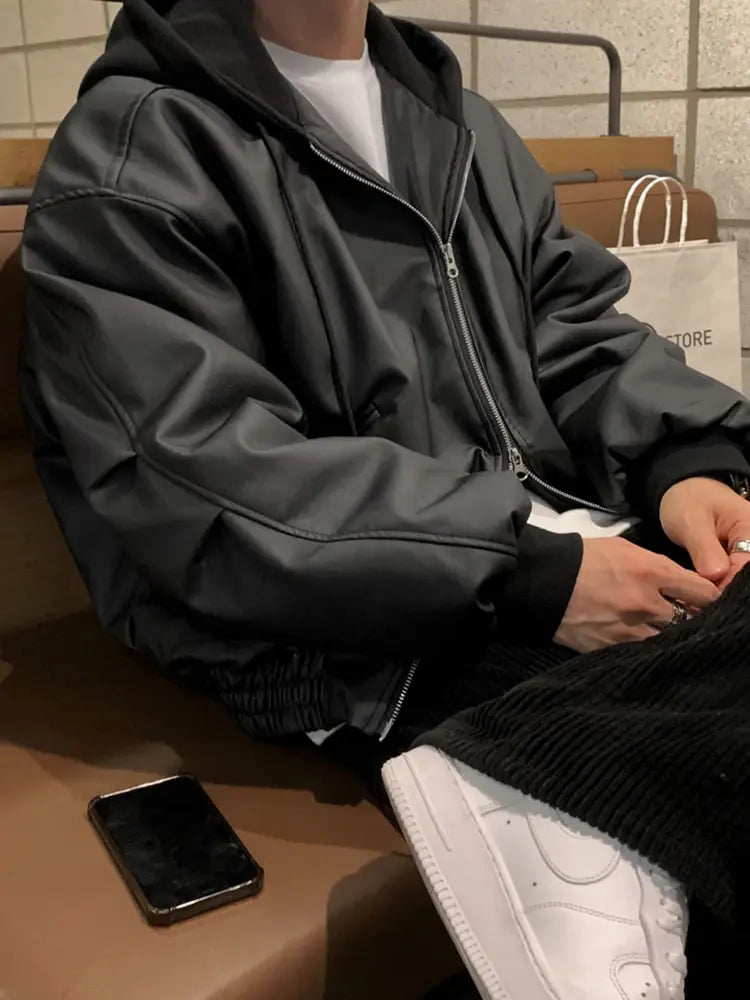 Men's Hooded Leather Jackets Pi-Mart
