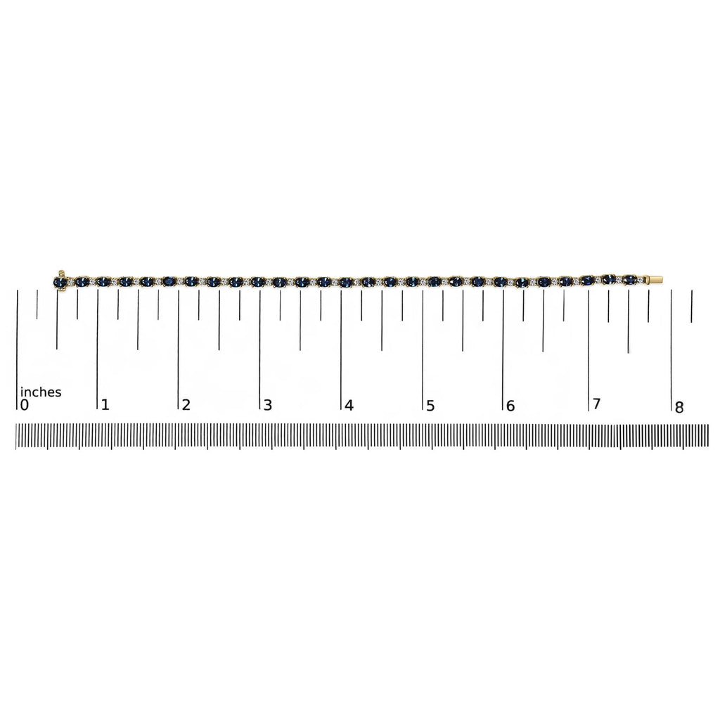 18K Yellow Gold 3/4 Cttw Diamond and 5 1/3 Cttw Oval Blue Sapphire Alternating Link Bracelet (G-H Color, VS1-VS2 Clarity)  - 7.25" Inches Lootquake LLC