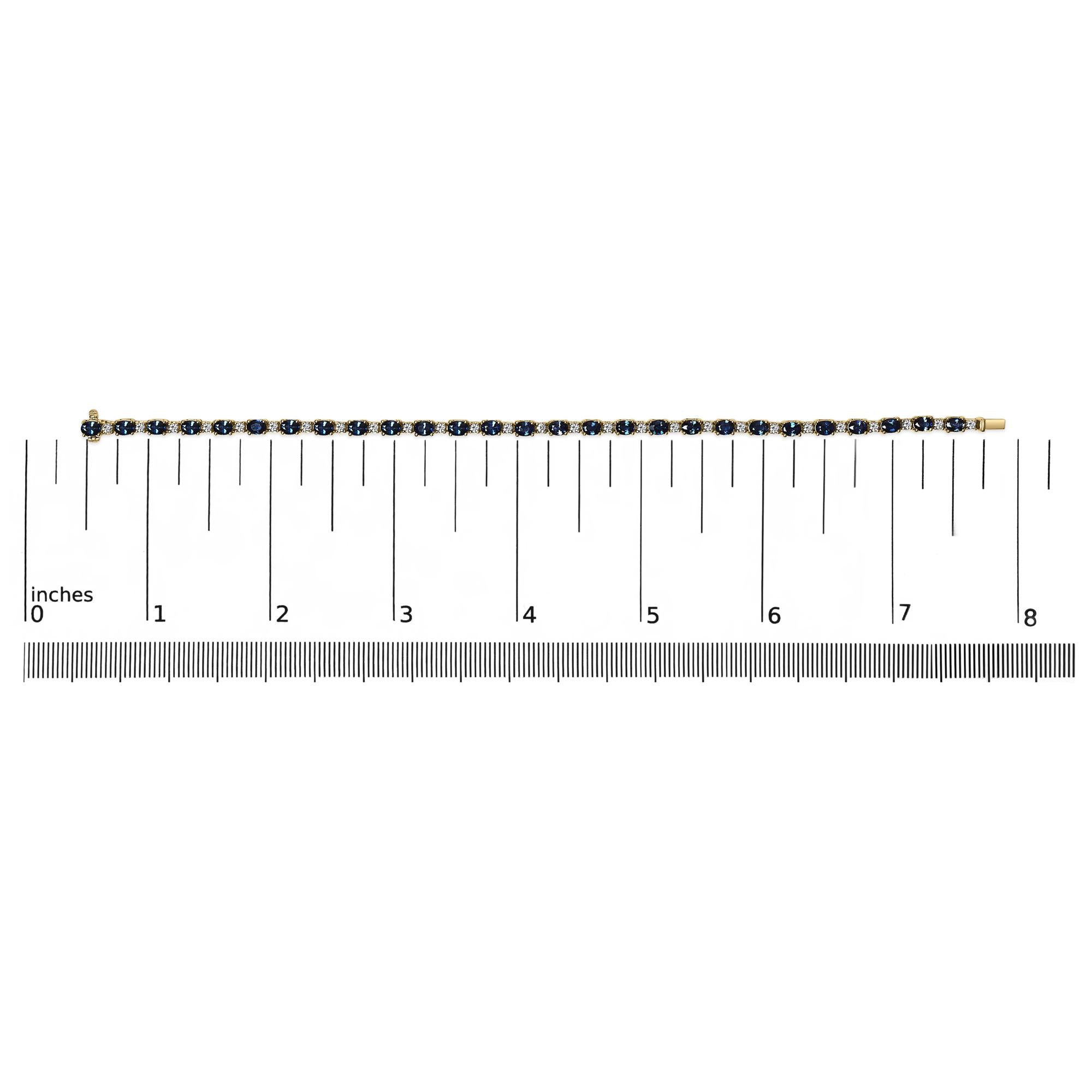 18K Yellow Gold 3/4 Cttw Diamond and 5 1/3 Cttw Oval Blue Sapphire Alternating Link Bracelet (G-H Color, VS1-VS2 Clarity)  - 7.25" Inches Lootquake LLC