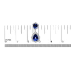 18K White Gold Blue Sapphire and Diamond 2.00 Cttw Diamond Halo Drop and Dangle Earring (G-H Color, SI1-SI2 Clarity)