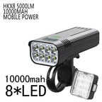 10000mAh Bicycle Front Light Bicycle 8 LED Front Bike Light Headlight Bike Accessories USB Rechargeable Bicycle Headlight With IP65 Waterproof Lighting Modes Bicycle Light Fits For Bike All Road Bicycle