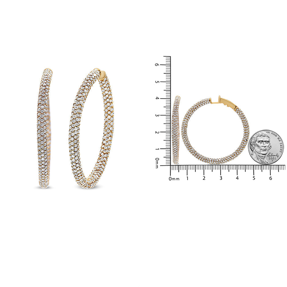 18K Rose Gold 6.90 Cttw Pave Set Diamond Inside Out Eternity Hoop Earrings (F-G Color, VS1-VS2 Clarity) Lootquake LLC