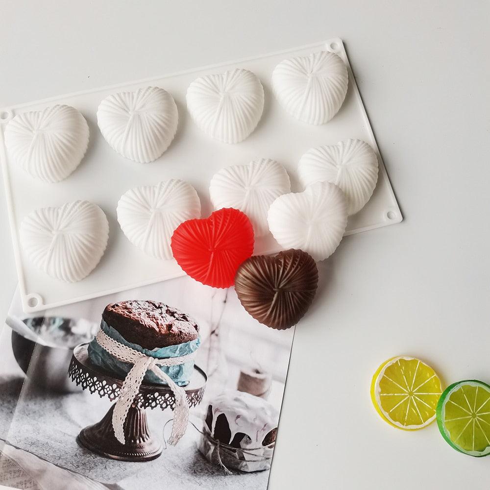 8 Cavities Silicone Cake Mold Nonstick Heat Resistant Reusable Baking Tools Birthday Christmas Bakeware Mini Heart Mould Silicone Mold For Chocolate 8 Cavities 3D Heart Molds For Chocolate Cake Mold Tray Stevvex