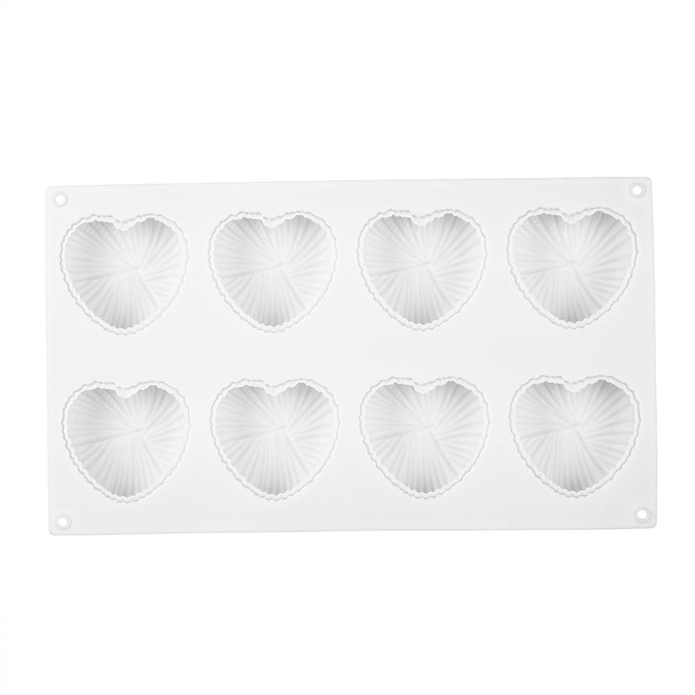 8 Cavities Silicone Cake Mold Nonstick Heat Resistant Reusable Baking Tools Birthday Christmas Bakeware Mini Heart Mould Silicone Mold For Chocolate 8 Cavities 3D Heart Molds For Chocolate Cake Mold Tray Stevvex