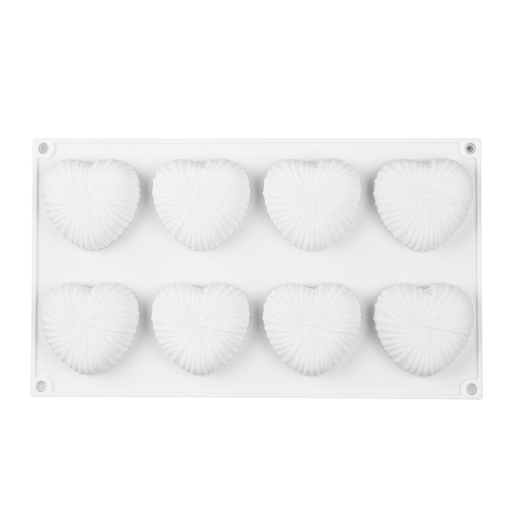 8 Cavities Silicone Cake Mold Nonstick Heat Resistant Reusable Baking Tools Birthday Christmas Bakeware Mini Heart Mould Silicone Mold For Chocolate 8 Cavities 3D Heart Molds For Chocolate Cake Mold Tray Stevvex
