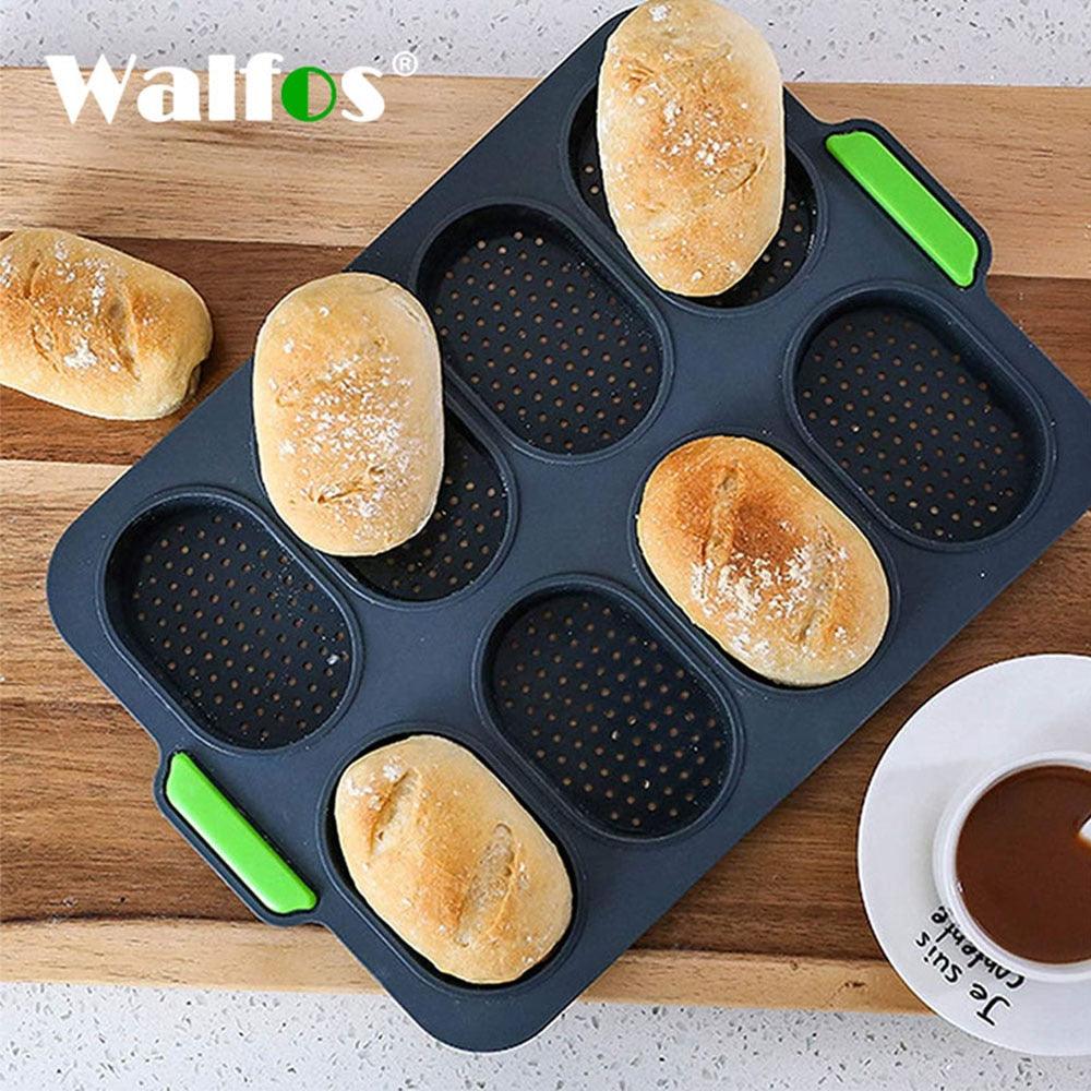 8 Cavity Bread Mold Silicone Baking Toast Moulds Home Cake Food Grade French Bread Biscuit Molds Non-stick Perforated Pan, Bread Crisping Tray, Loaf Baking Mould, French Bread, Breadstick Stevvex