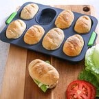 8 Cavity Bread Mold Silicone Baking Toast Moulds Home Cake Food Grade French Bread Biscuit Molds Non-stick Perforated Pan, Bread Crisping Tray, Loaf Baking Mould, French Bread, Breadstick Stevvex