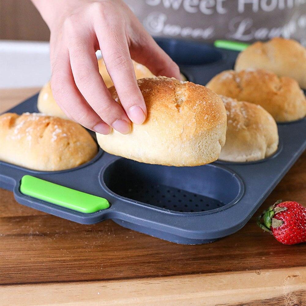 8 Cavity Bread Mold Silicone Baking Toast Moulds Home Cake Food Grade French Bread Biscuit Molds Non-stick Perforated Pan, Bread Crisping Tray, Loaf Baking Mould, French Bread, Breadstick Stevvex