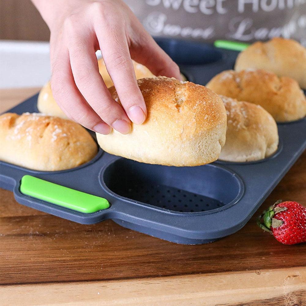 8 Cavity Bread Mold Silicone Baking Toast Moulds Home Cake Food Grade French Bread Biscuit Molds Non-stick Perforated Pan, Bread Crisping Tray, Loaf Baking Mould, French Bread, Breadstick Stevvex