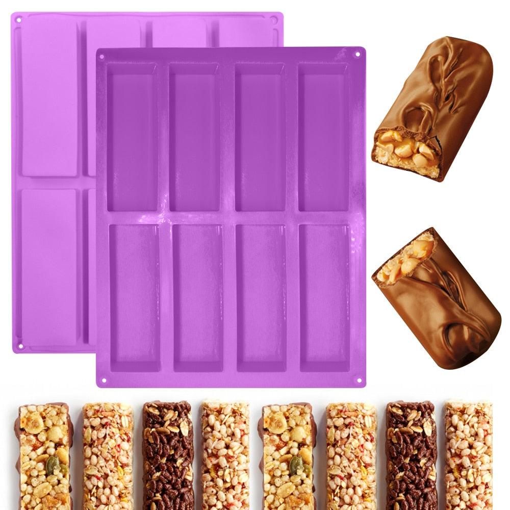 8 Cavity Cake Mold Rectangular Chocolate Silicone Moulds Handmade Soap Mold Moon Cake Decorate Baking Mould Cube Tray Ice Bar Silicone Mold Cereal Energy Bar Mold Butter Mold Stevvex