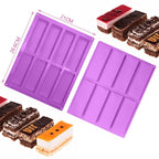8 Cavity Cake Mold Rectangular Chocolate Silicone Moulds Handmade Soap Mold Moon Cake Decorate Baking Mould Cube Tray Ice Bar Silicone Mold Cereal Energy Bar Mold Butter Mold Stevvex