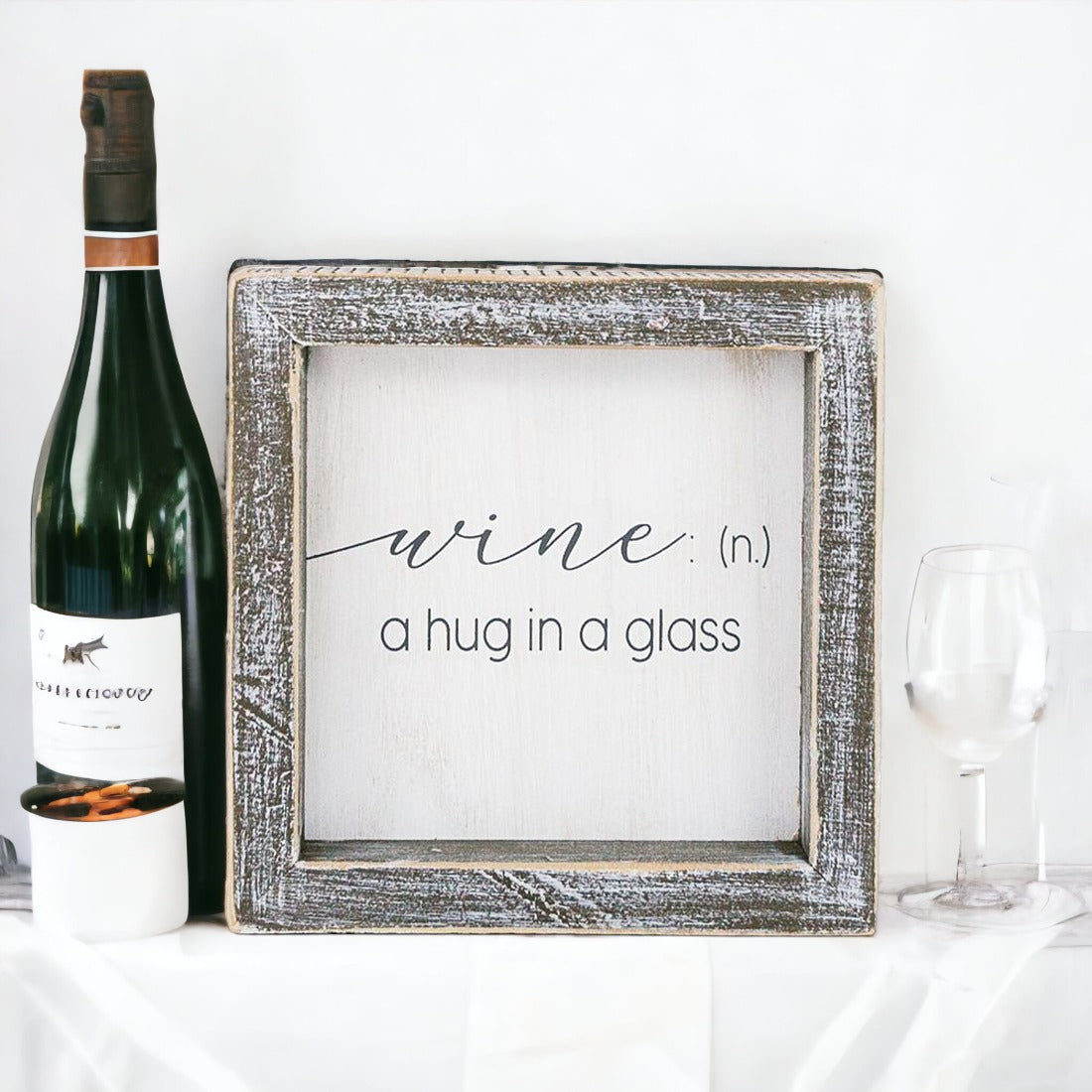 Framed Wine Sign Wall Art Rustic Home Decor For Wine Lovers Kitchen Bar Display Gift BandsCo Straps