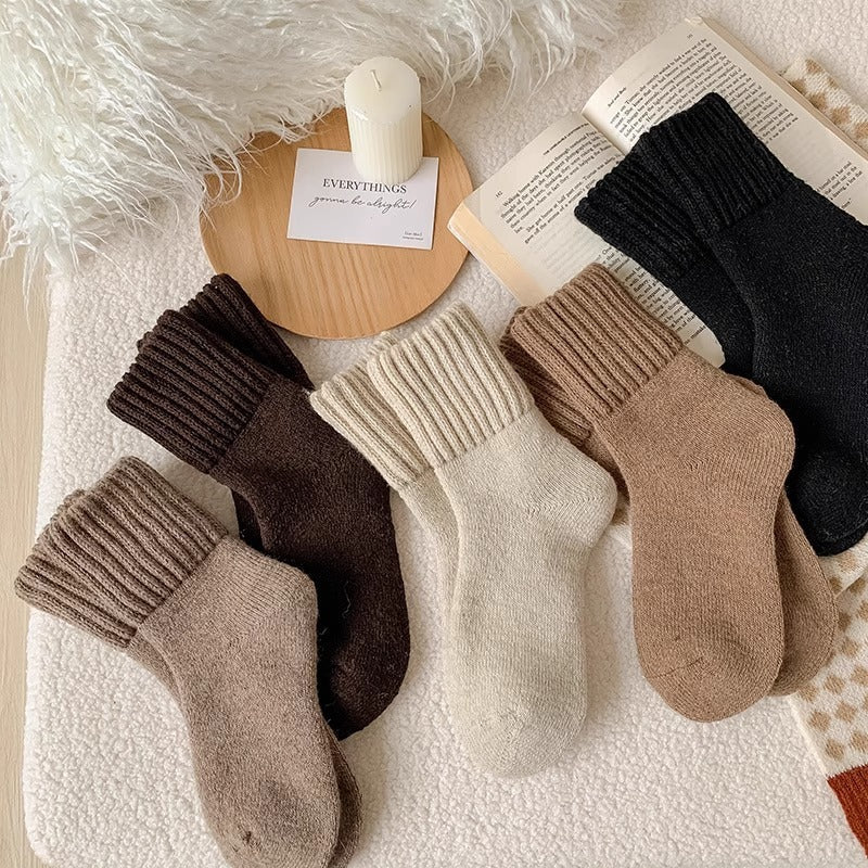 Ins Knitted Socks Winter Warm Thickened Solid Loop Socks High Ribbed Sweat-absorbent Floor Sock Pi-Mart
