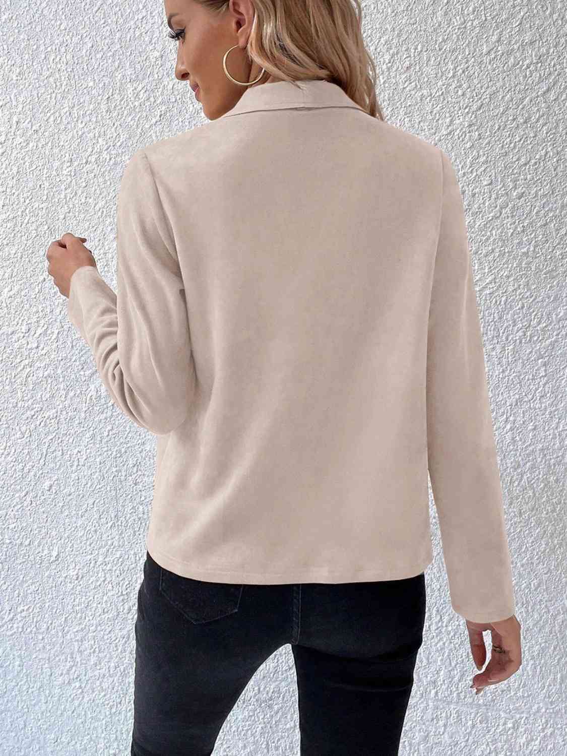 Classic Minimalist Collared Long Sleeve Jacket for Women – Minimalist & Lightweight Everyday Outerwear Stevvex