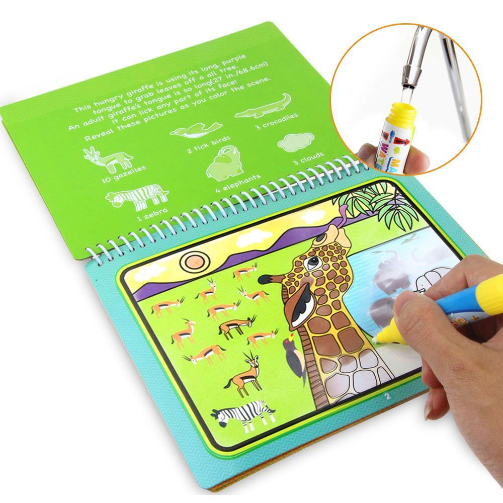 Reusable Magic Water Drawing Book With Pen Coloring Painting Book Drawing Board Juguetes Education Learning Toys for Children - SJB-DIAMOND ELITES