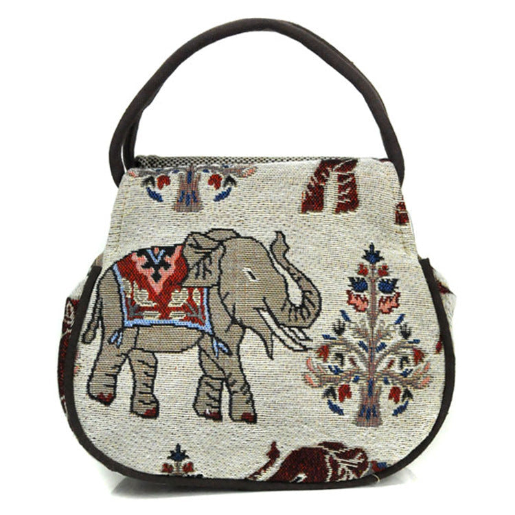 Burlap woven handbag Pi-Mart