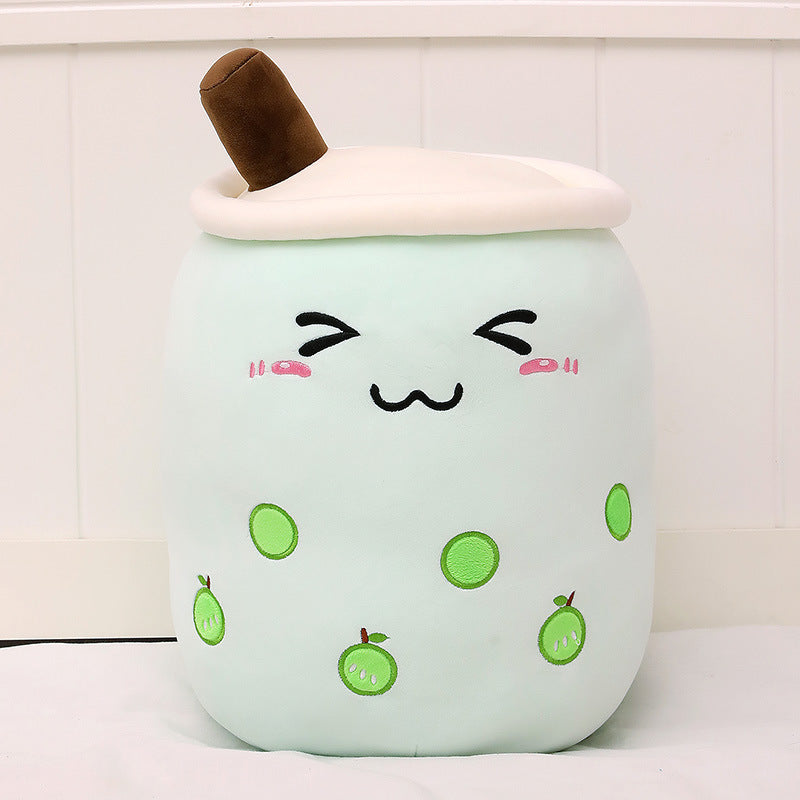 Cute Fruit Drink Plush Stuffed Soft Strawberry Milk Tea Plush Boba Tea Cup Toy Bubble Tea Pillow Cushion Kids Gift Pi-Mart
