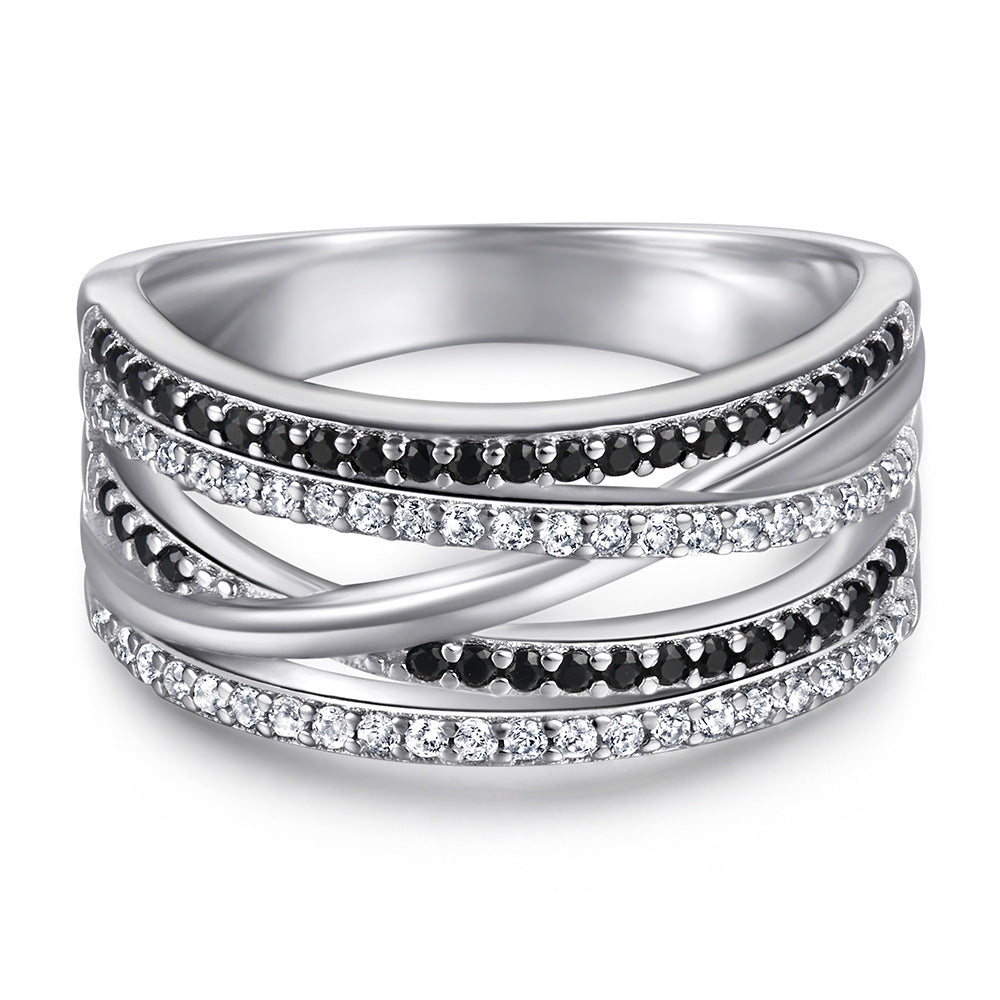 Women's Fashion Wide Cross Ring In Sterling Silver Pi-Mart