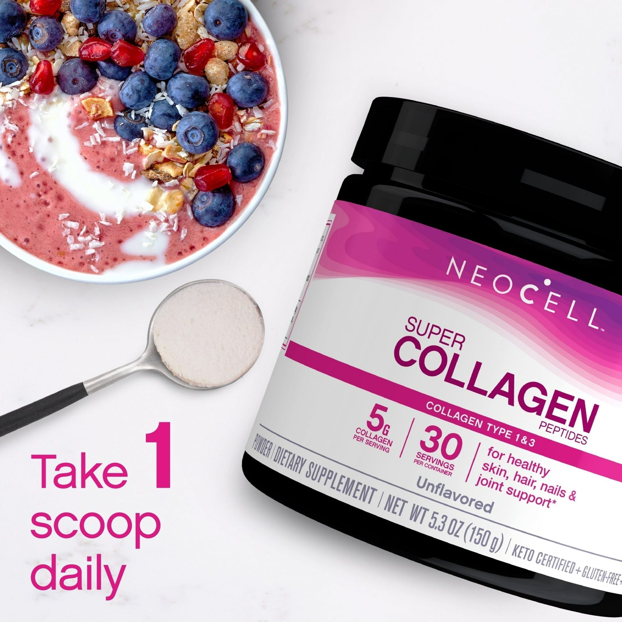 NeoCell Super Collagen Peptides, Grass-Fed Collagen Types 1 and 3, Unflavored, 5.3 oz EasyOptionXY LLC