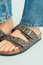 Coffee Vintage Double Buckle Comfortable Slippers
