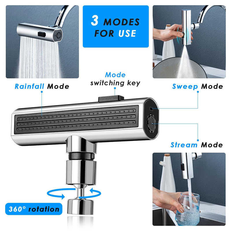 Kitchen Faucet Waterfall Outlet Splash Proof Universal Rotating Bubbler Multifunctional Water Nozzle Extension Kitchen Gadgets Pi-Mart