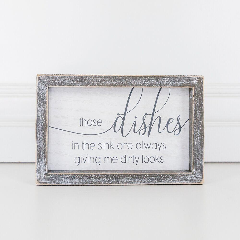 Funny Kitchen Wood Sign Those Dishes In The Sink Are Always Giving Me Dirty Looks Farmhouse BandsCo Straps