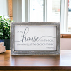 Funny Marriage Rules Wood Sign Framed Rustic Home Decor Husband Wife Humor Wall Plaque Gift BandsCo Straps