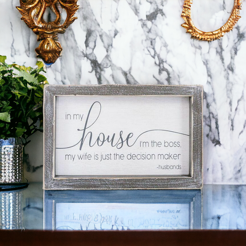 Funny Marriage Rules Wood Sign Framed Rustic Home Decor Husband Wife Humor Wall Plaque Gift BandsCo Straps