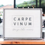 Carpe Vinum XL Large Wooden Framed Wine Sign Wall Decor Seize The Wine Rustic Limited Edition BandsCo Straps