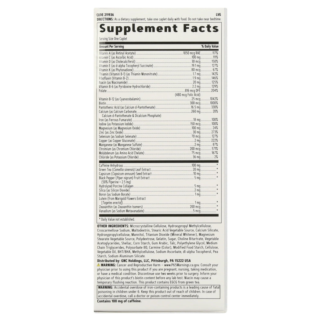 GNC Women's Energy One Daily Multivitamin, 60 Tablets, Vitamin Support for Active Women