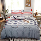 Cover Set Bed Cotton Quilt Bedsheet Bedding Duvet Fitted Pi-Mart