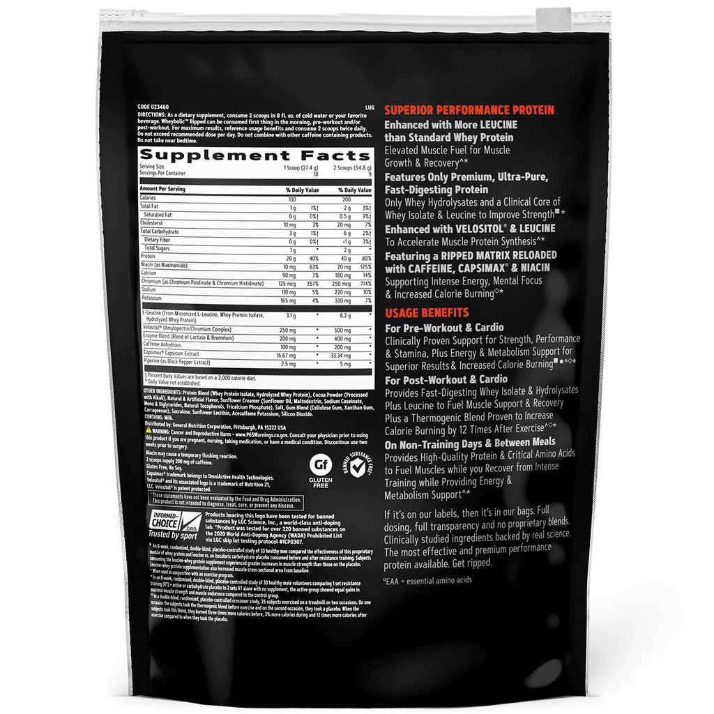 GNC AMP Wheybolic? Ripped Protein Powder, Chocolate Fudge, 1.1 lbs, 40g Whey Protein