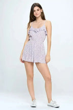 Floral Print Ruffled Spaghetti Strap Romper