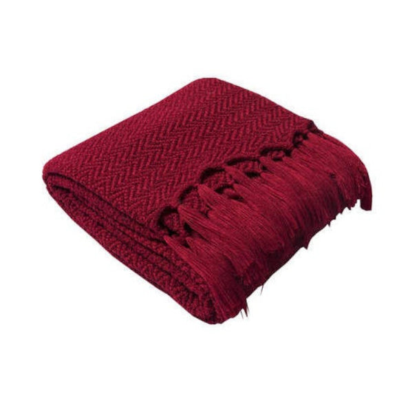 Warm Cozy Knitted Throw Blankets Red 130cm X160cm Pi-Mart