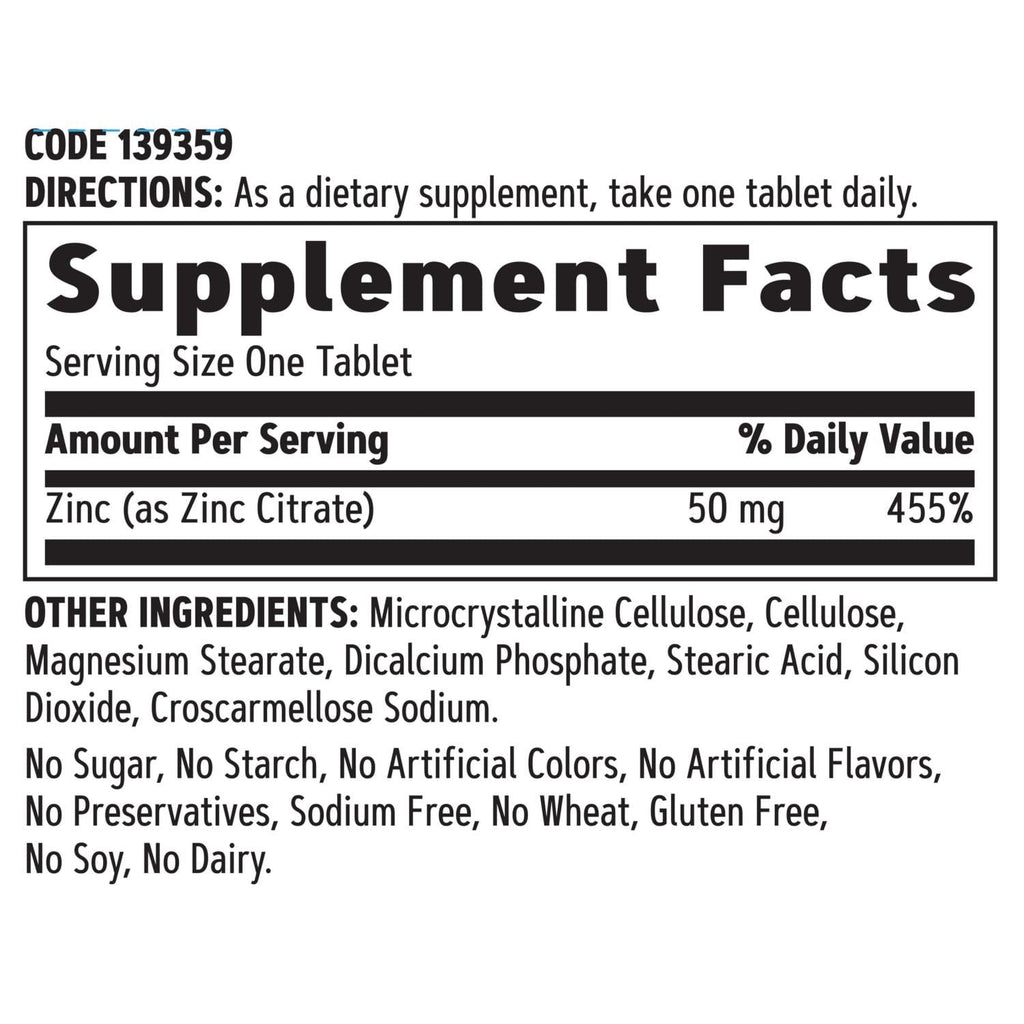 GNC Zinc 50 mg, 90 Tablets, Immune Health Support, Gluten Free Dietary Supplement