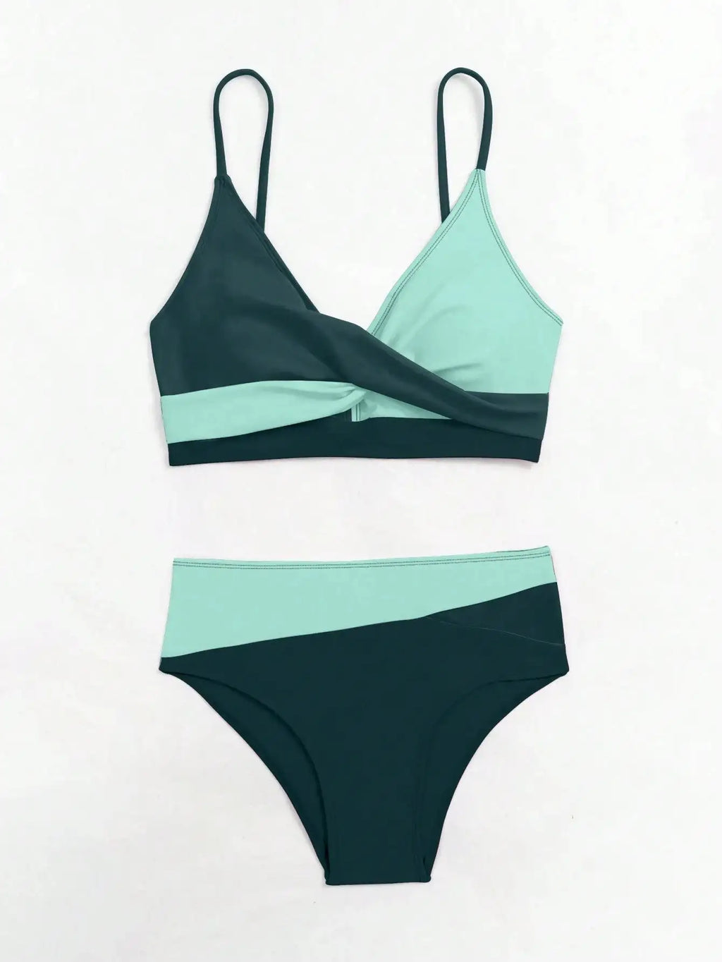 Women's Two-piece Casual Swimsuit P229 Green - SJB-DIAMOND ELITES