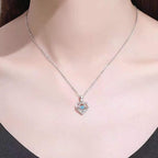 S925 Beating Heart-shaped Necklace Women Luxury Love Rhinestones Necklace Jewelry Gift For Valentine's Day Pi-Mart