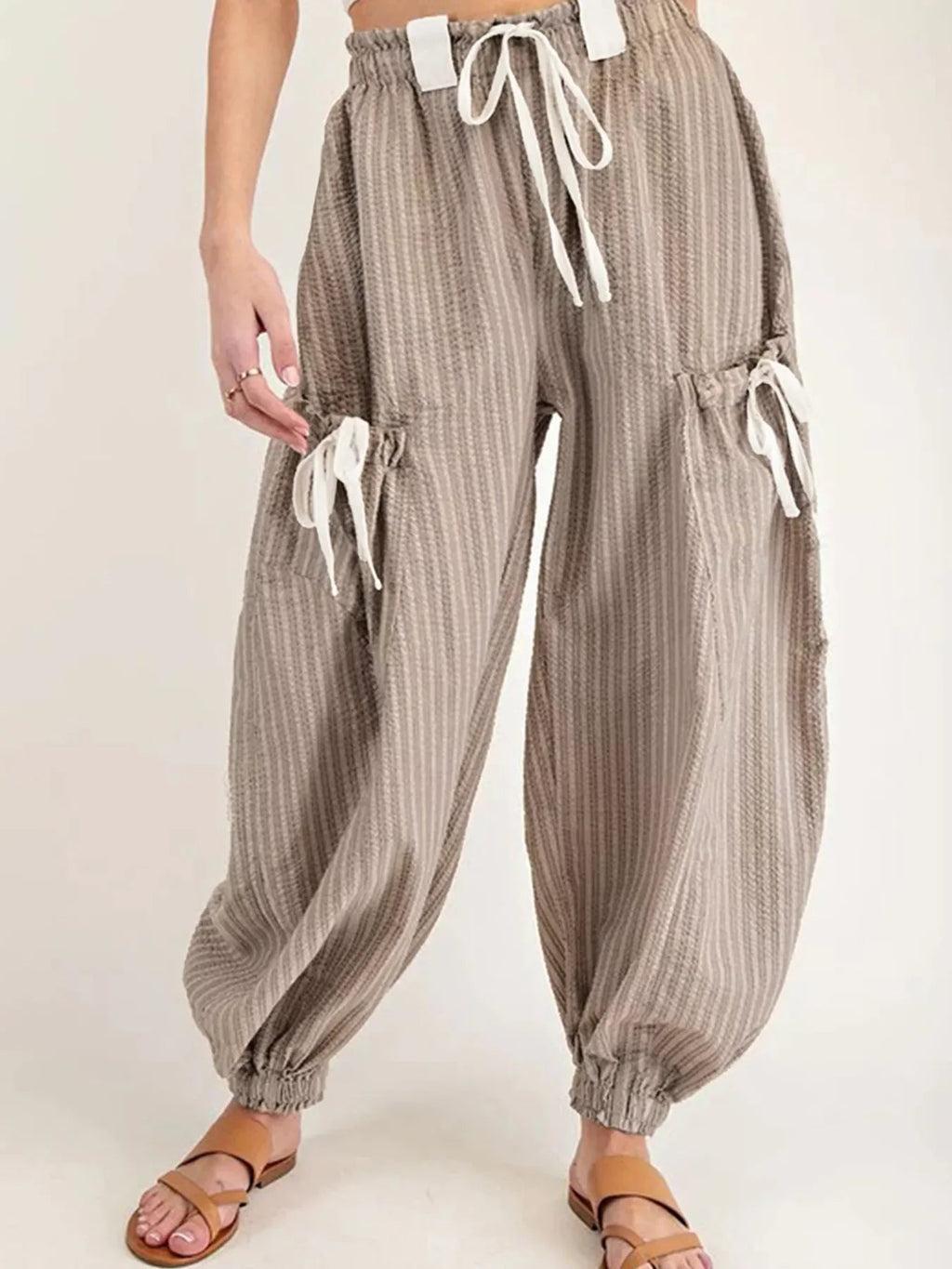 StripeFlex Cargo Joggers: Comfy, Pocketed, Easy-Care THRIXINE