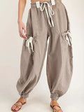 StripeFlex Cargo Joggers: Comfy, Pocketed, Easy-Care THRIXINE
