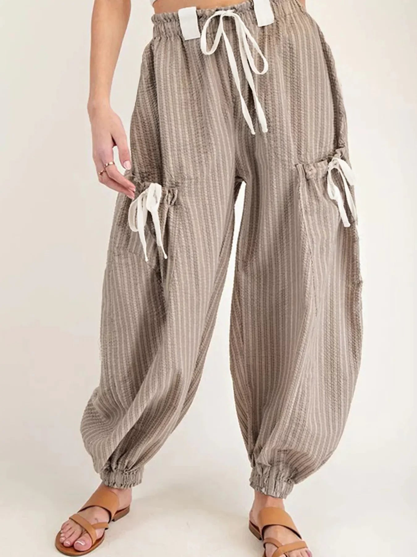 StripeFlex Cargo Joggers: Comfy, Pocketed, Easy-Care THRIXINE