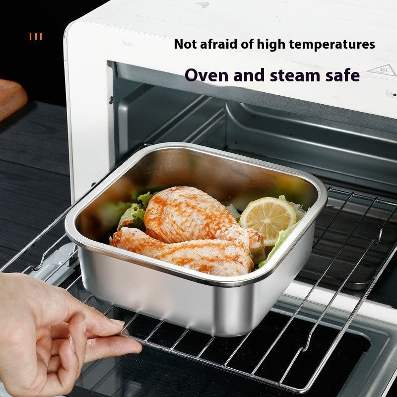 304 Stainless Steel Crisper Square Lunch Box With Handle Pi-Mart