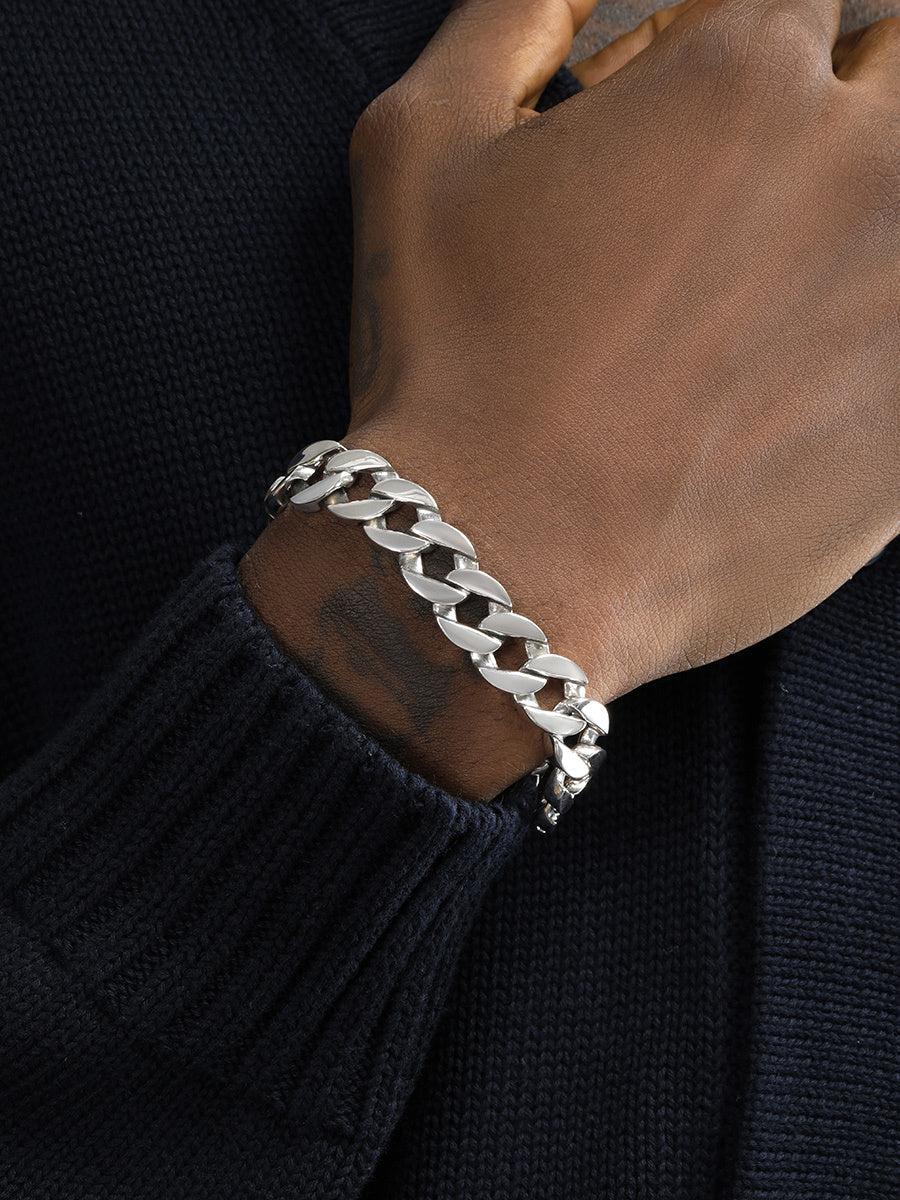 S925 Sterling Silver 13mm Thick Cuban Bracelet Pi-Mart