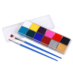 Fit Colors 12 Colors Face Paint Water Soluble Human Body Paints Halloween Masquerade Makeup Palette Brush Pi-Mart