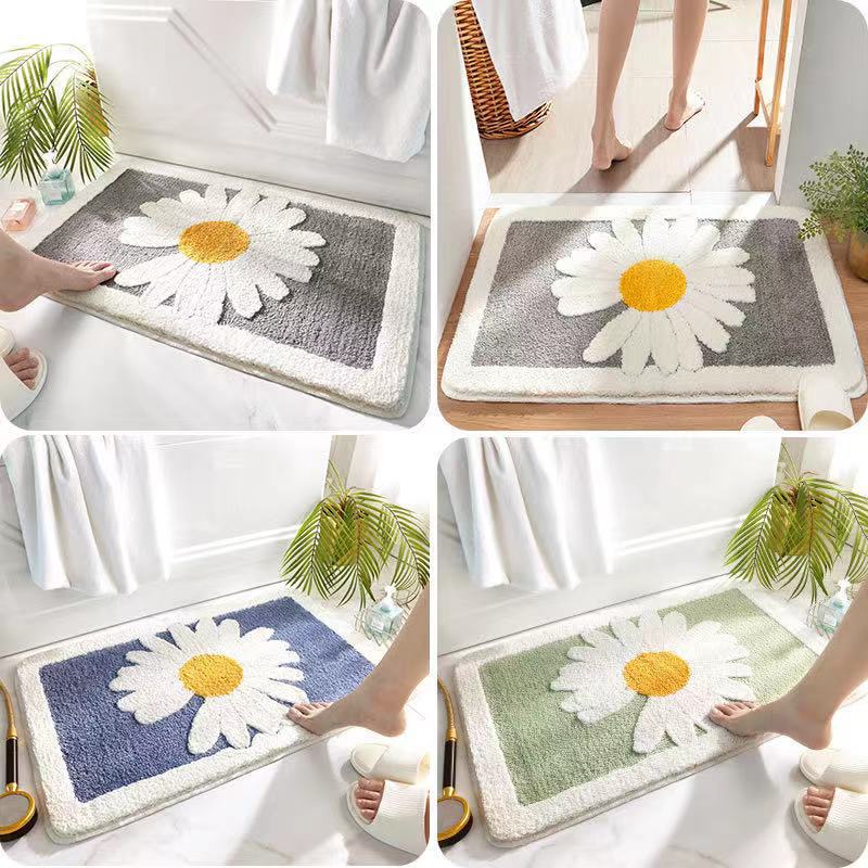 Home Bathroom Small Flower Anti-skid Foot Pad Absorbent Floor Mat Pi-Mart